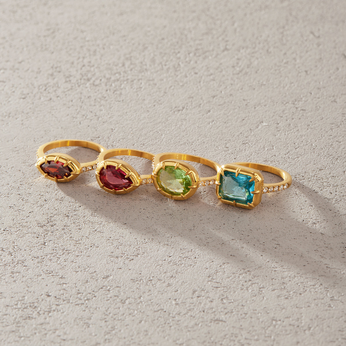 Colorful Zirconia Stone Ring Variety