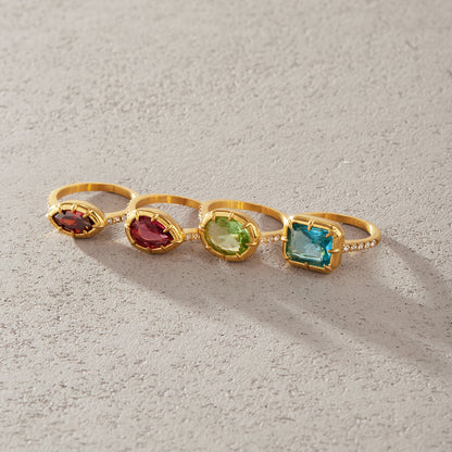 Colorful Zirconia Stone Ring Variety
