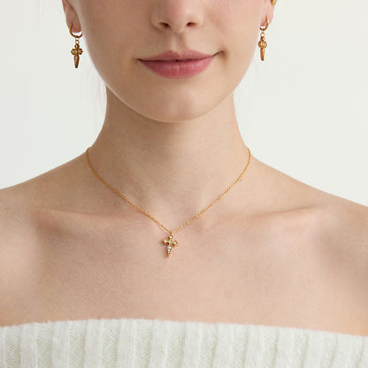 Zirconias Dainty Cross Pendant Necklace