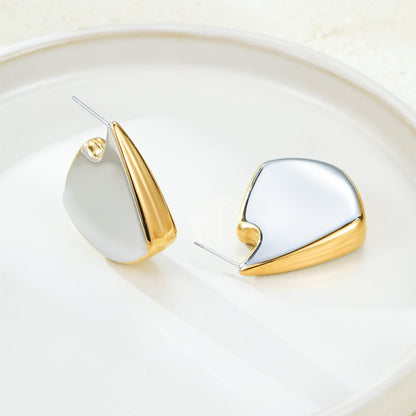 Two Tone Big Corn Shaped Stud Earrings