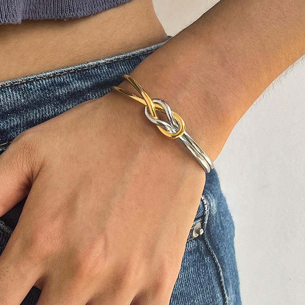 Two Tone Knot Cuff Bracelet