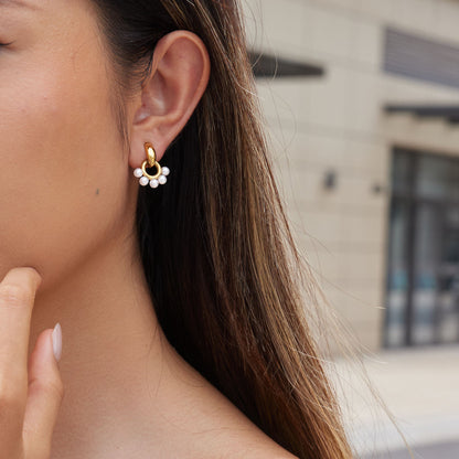 Pearls Door Knob Gold Stud Earrings