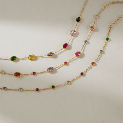 Oval, Rectangle & Drop Colorful Zirconias Bracelet