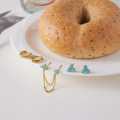 Turquoise Flower Earrings Set