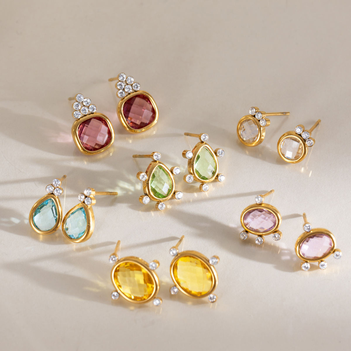 Colorful Zirconia Stud Earrings Variety
