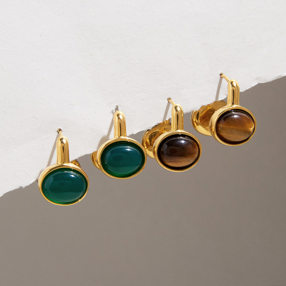 Brown Oval Irregular Hoop Earrings