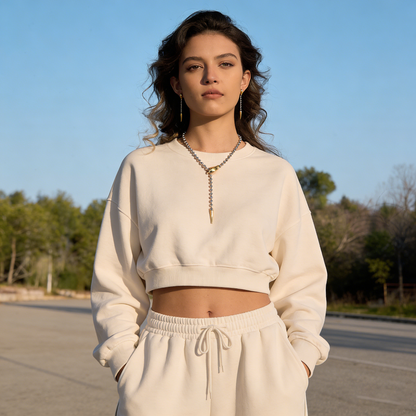 Two Tone Chunly Balls Snake Lariat Necklace & Long Stud Earrings Set