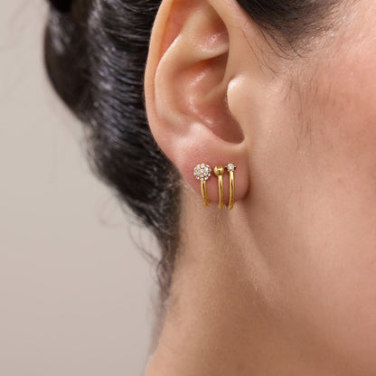 Zirconias Multi Hoop Stud Gold Earrings