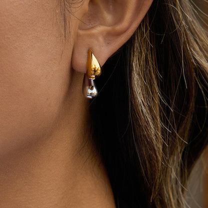 Two Tone Double Drop Earrings