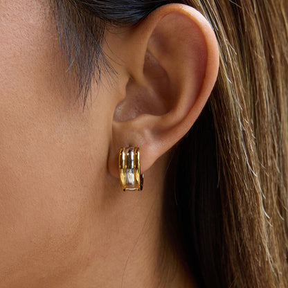 Two Tone Small Hoop Earrings