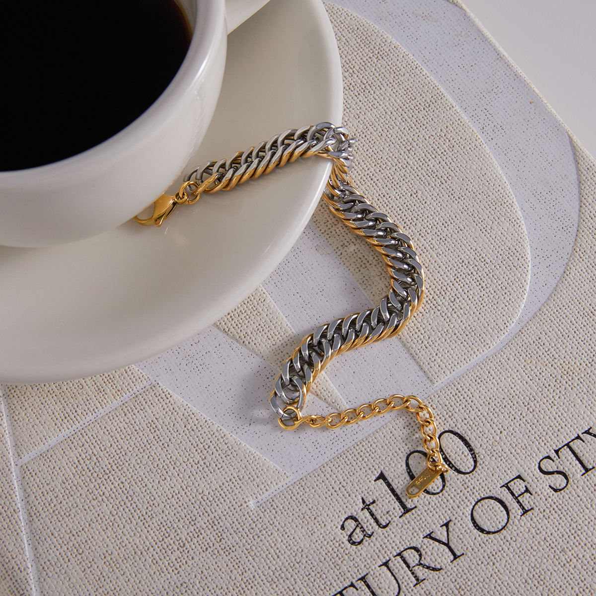 Two Tone Cuban Chain Bracelet