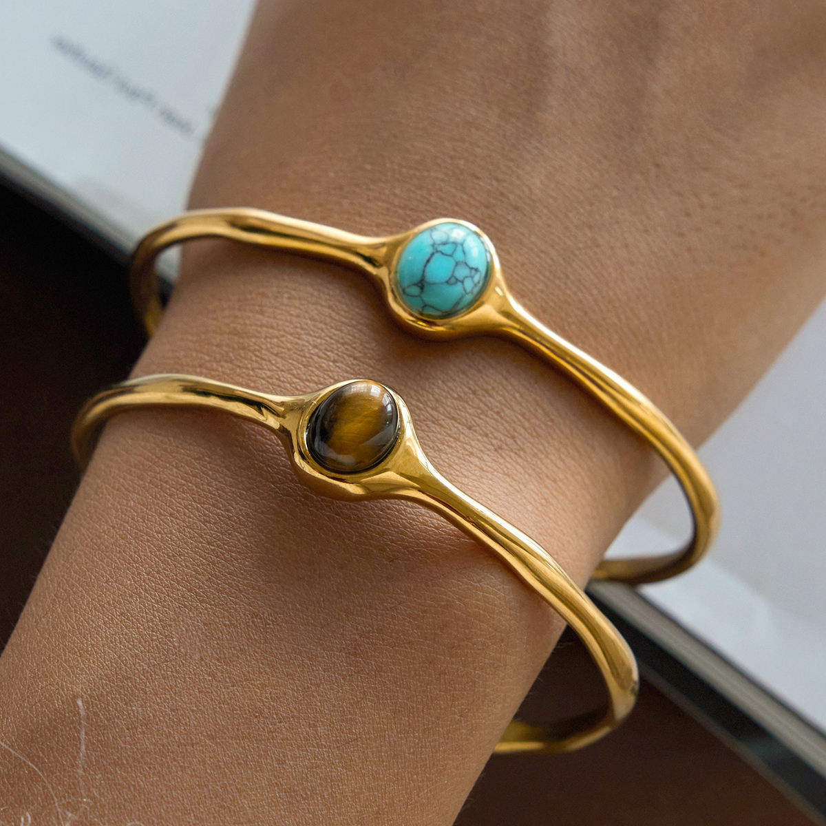 Brown Stone Cuff Bracelet