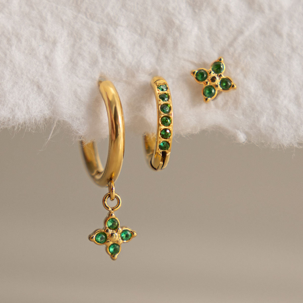 Green Zirconias Earrings Set