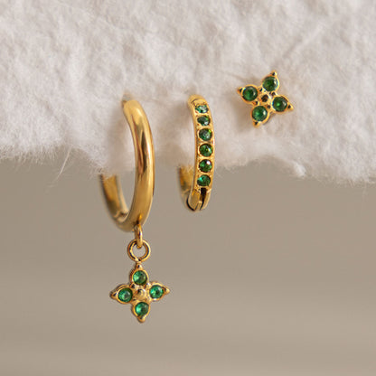 Green Zirconias Earrings Set