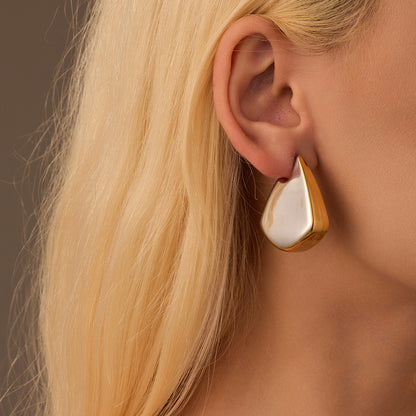 Two Tone Big Corn Shaped Stud Earrings