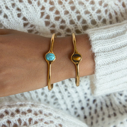 Brown Stone Cuff Bracelet