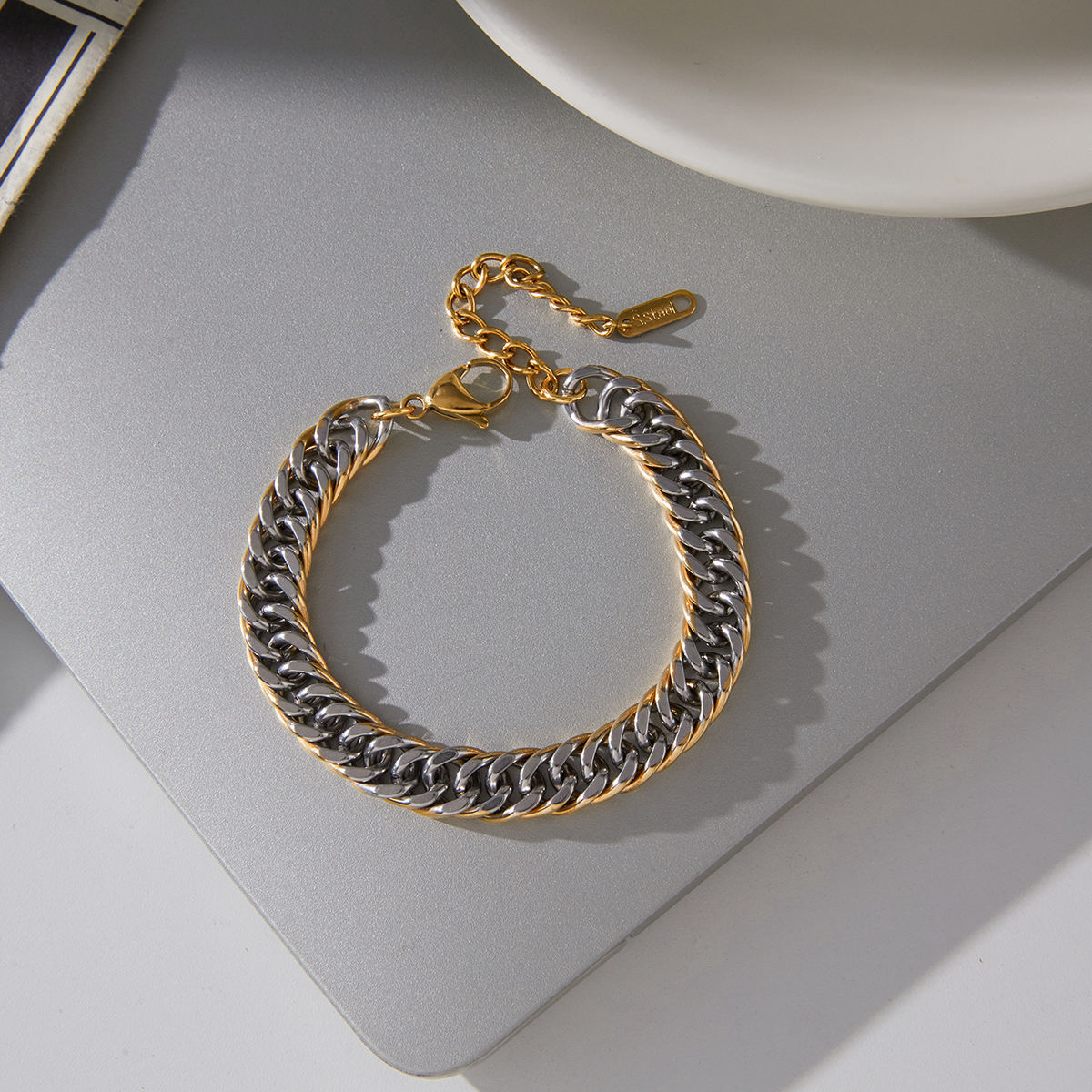 Two Tone Cuban Chain Bracelet
