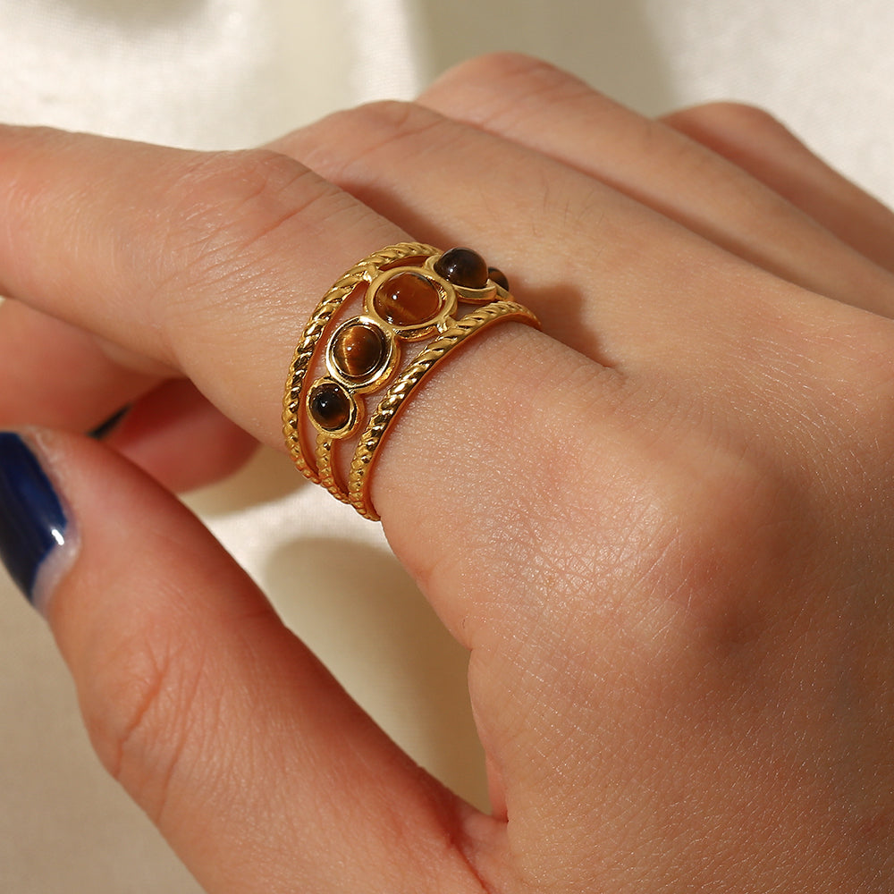 Brown Stones Adjustable Ring