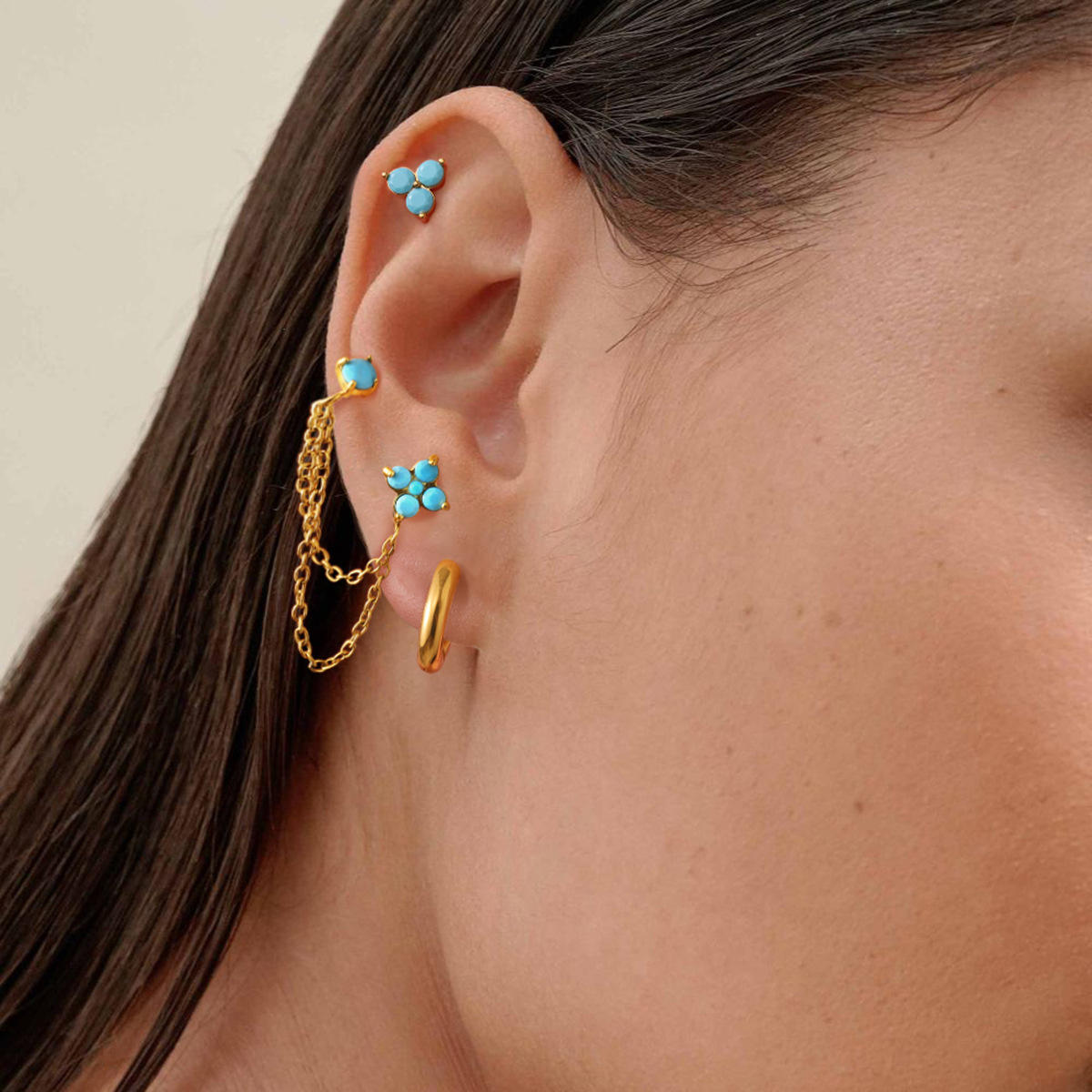 Turquoise Flower Earrings Set