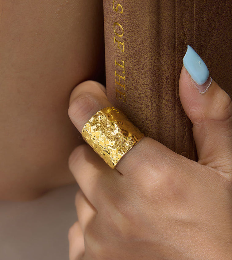 Hammered Texture Wide Ring