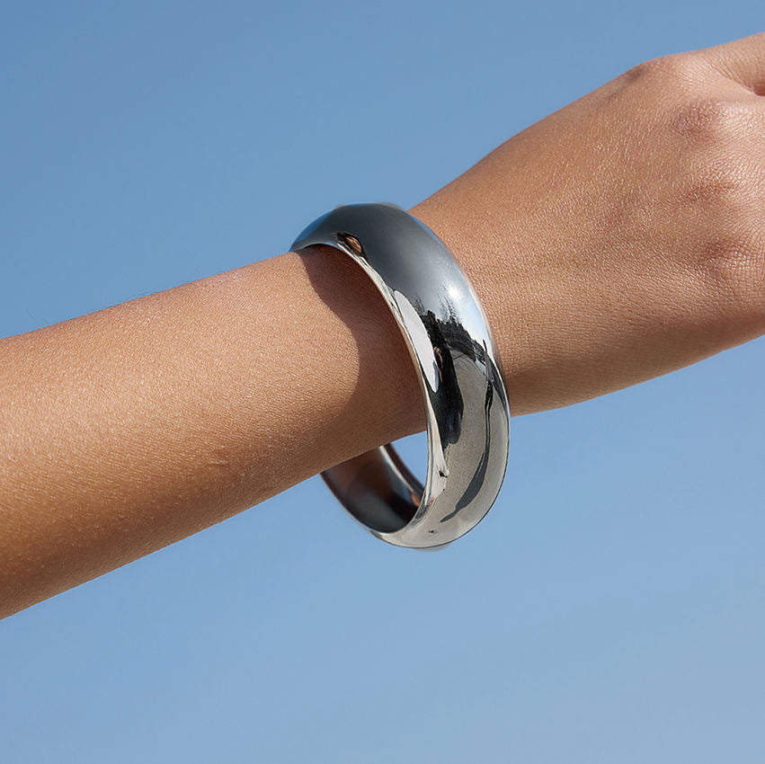 Silver Chunky Bangle Bracelet