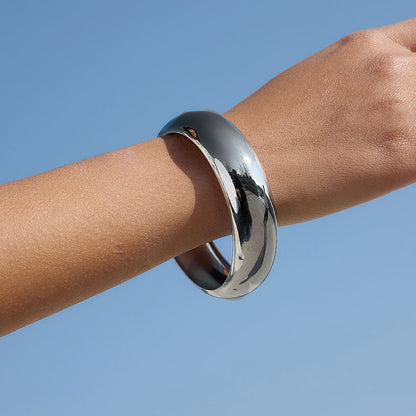 Silver Chunky Bangle Bracelet