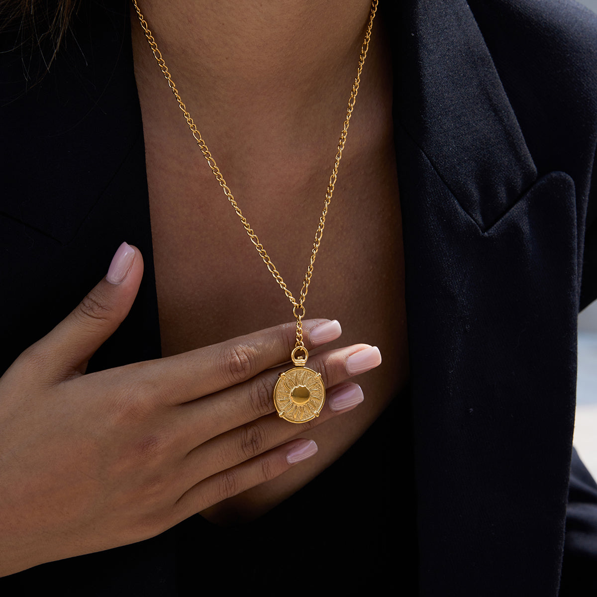 Two Tone Two Sides Coin Pendant Necklace