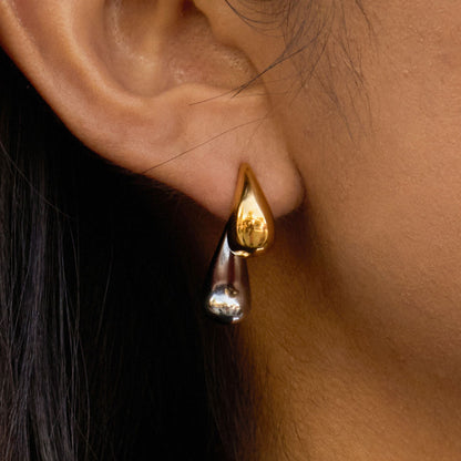Two Tone Double Drop Earrings