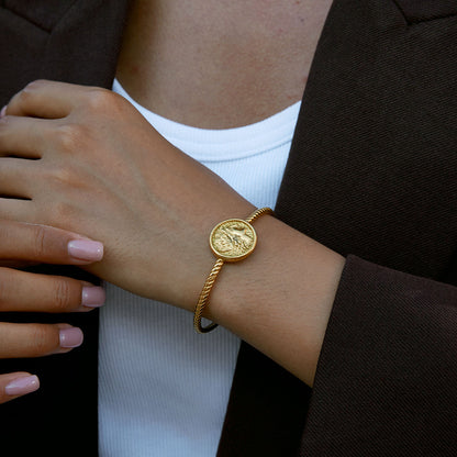 Coin Pendant Cuff Bracelet