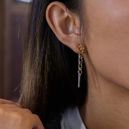 Two Tone Chain Tassel Earrings