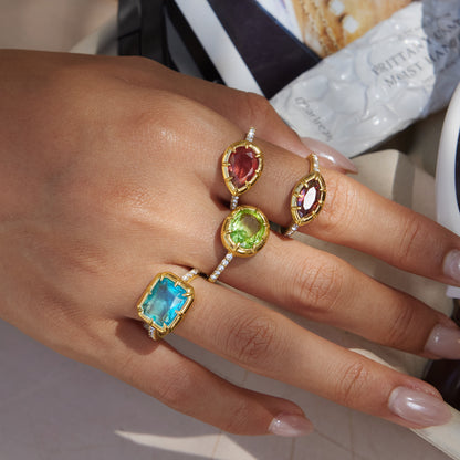 Colorful Zirconia Stone Ring Variety