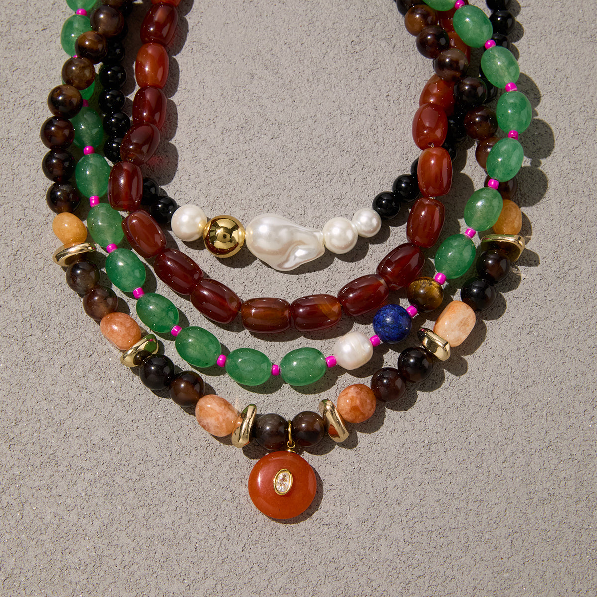 Red Stones Chunky Necklace