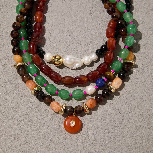 Red Stones Chunky Necklace