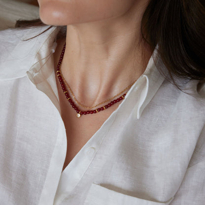 Red Beads Double Necklace