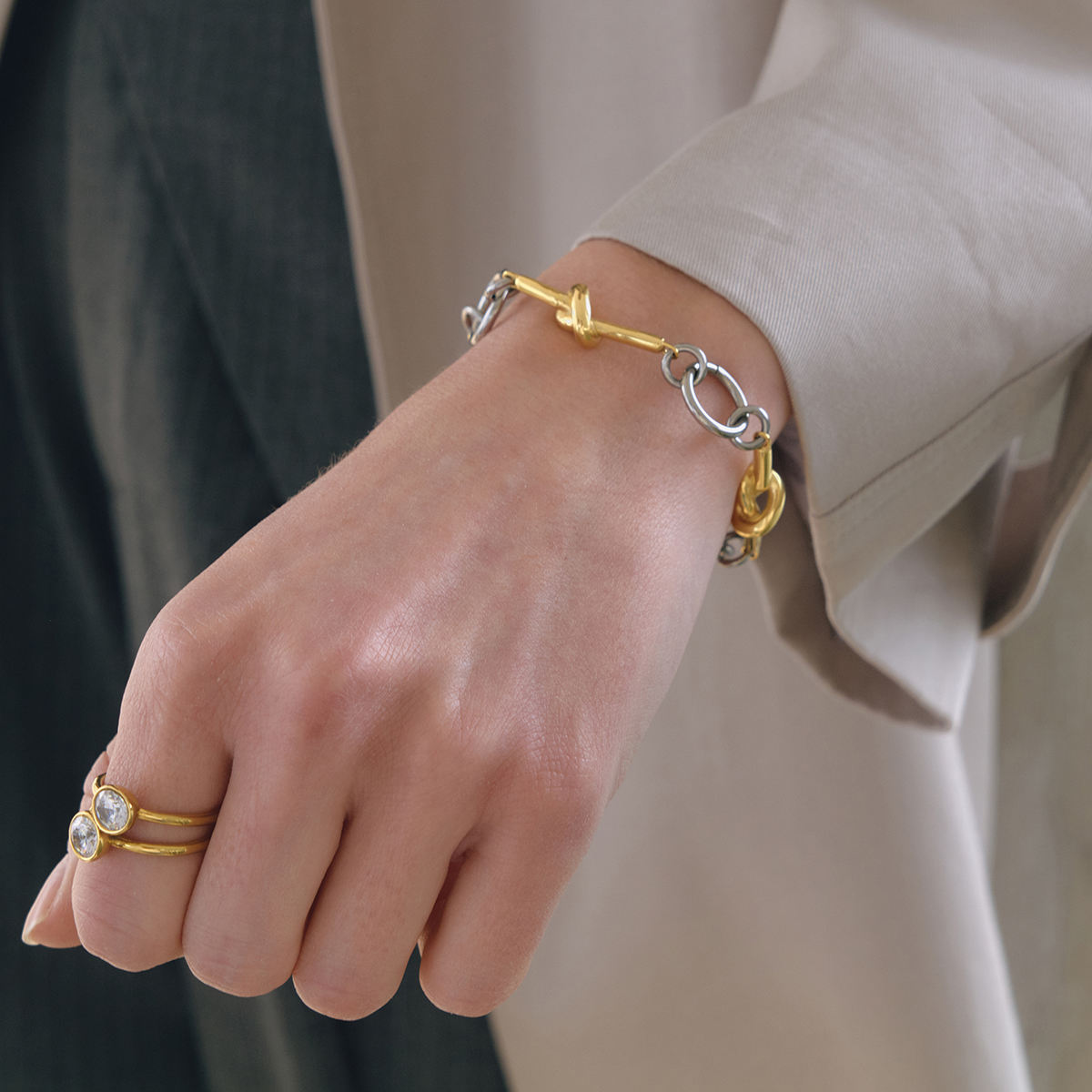 Two Tone Knot Chain Bracelet