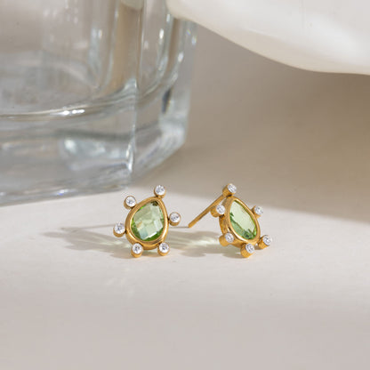 Colorful Zirconia Stud Earrings Variety
