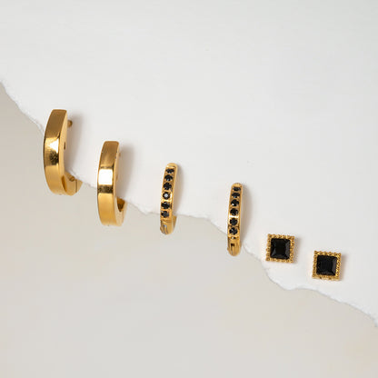 Black Stones Earrings Set
