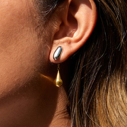 Two Tone Water Drop Stud Earrings