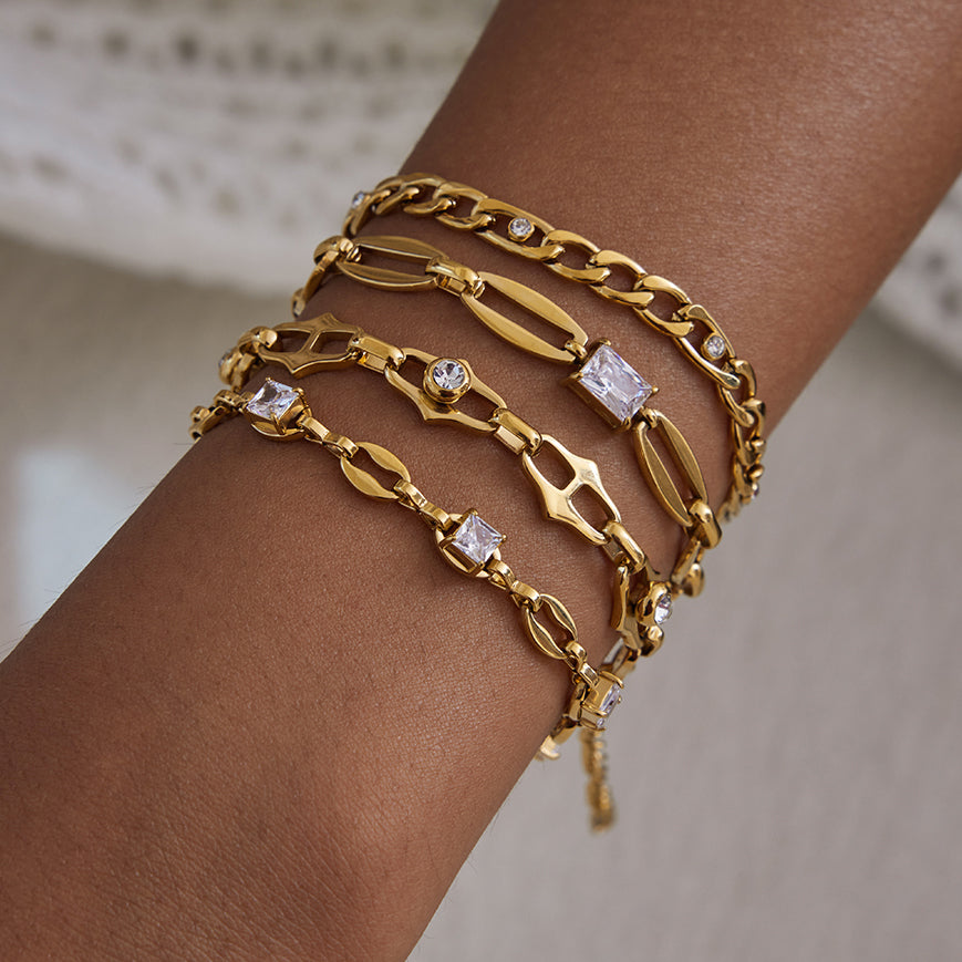 Zirconias & Pig Chain Bracelet