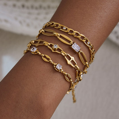 Zirconias & Pig Chain Bracelet