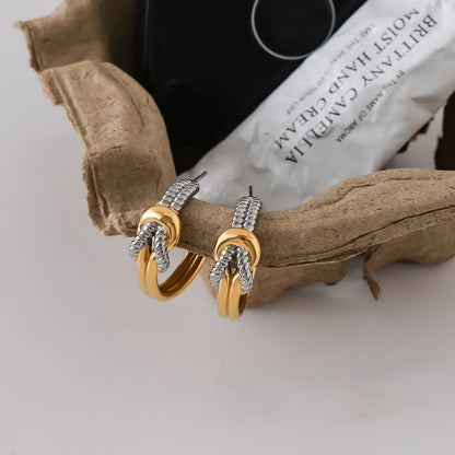 Two Tone Knot Stud Earrings