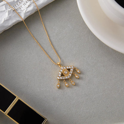 Zirconias Eye Tassel Pendant Necklace