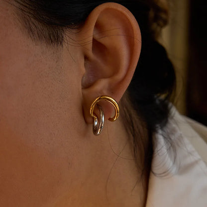 Two Tone Irregular Studs Earrings