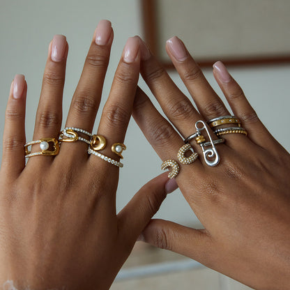 Two Tone Zirconias Layered Ring