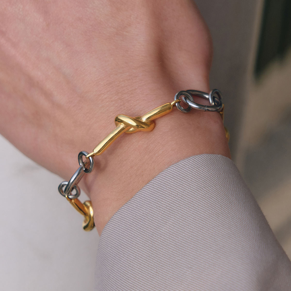 Two Tone Knot Chain Bracelet