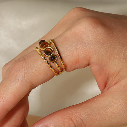 Brown Stones Adjustable Ring