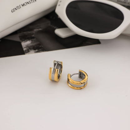 Two Tone Small Hoop Earrings