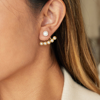 Fan Pearls Stud Earrings