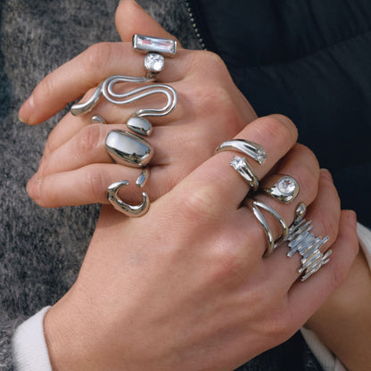 Silver Chunky Bubble Open Ring