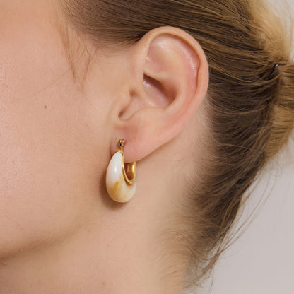 Marble Stone Hoop Earrings